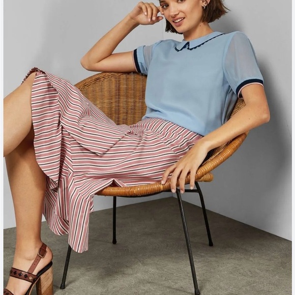nWT Ted Baker London Coryn Striped Asymmetrical Skirt - Picture 1 of 14
